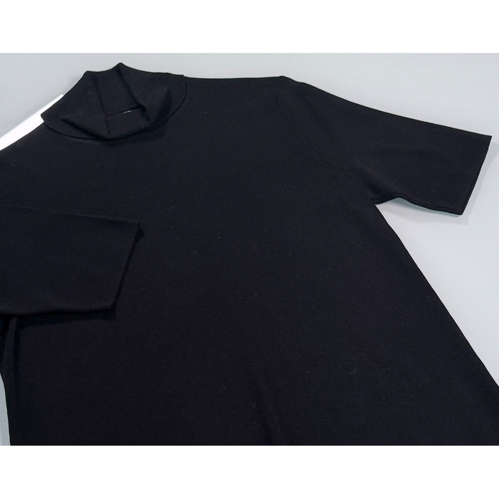 Anne Klein Half Sleeve Turtleneck Sweater Black Top Womens -Sz M Tag Reads AL